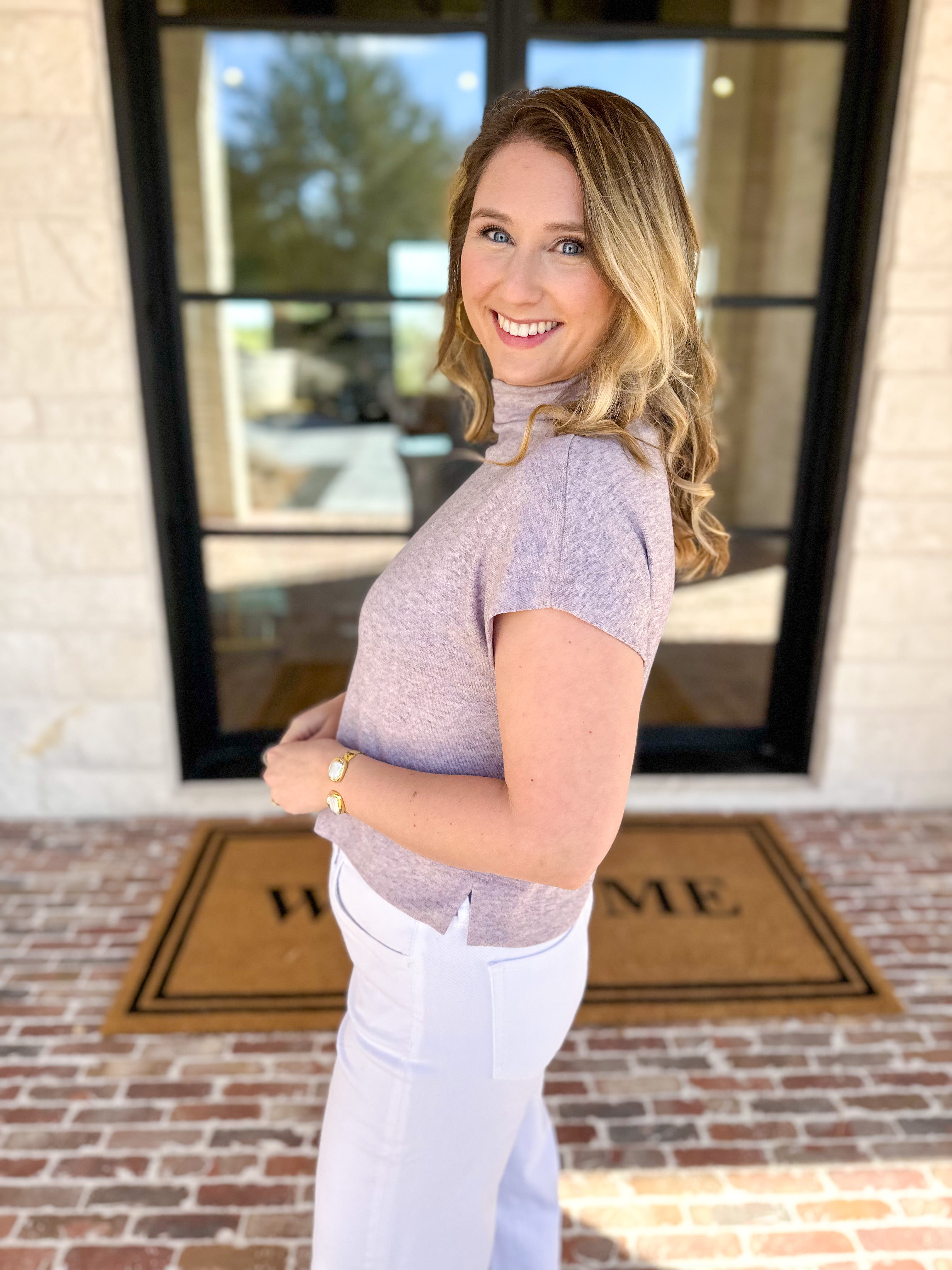 Soft Bloom Everyday Knit Top - Lavender-230 Sweaters/Cardis-ENTRO-July & June Women's Fashion Boutique Located in San Antonio, Texas