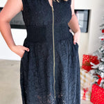 Elegant Lace Midi Dress - Black-500 Midi-FATE-July & June Women's Fashion Boutique Located in San Antonio, Texas