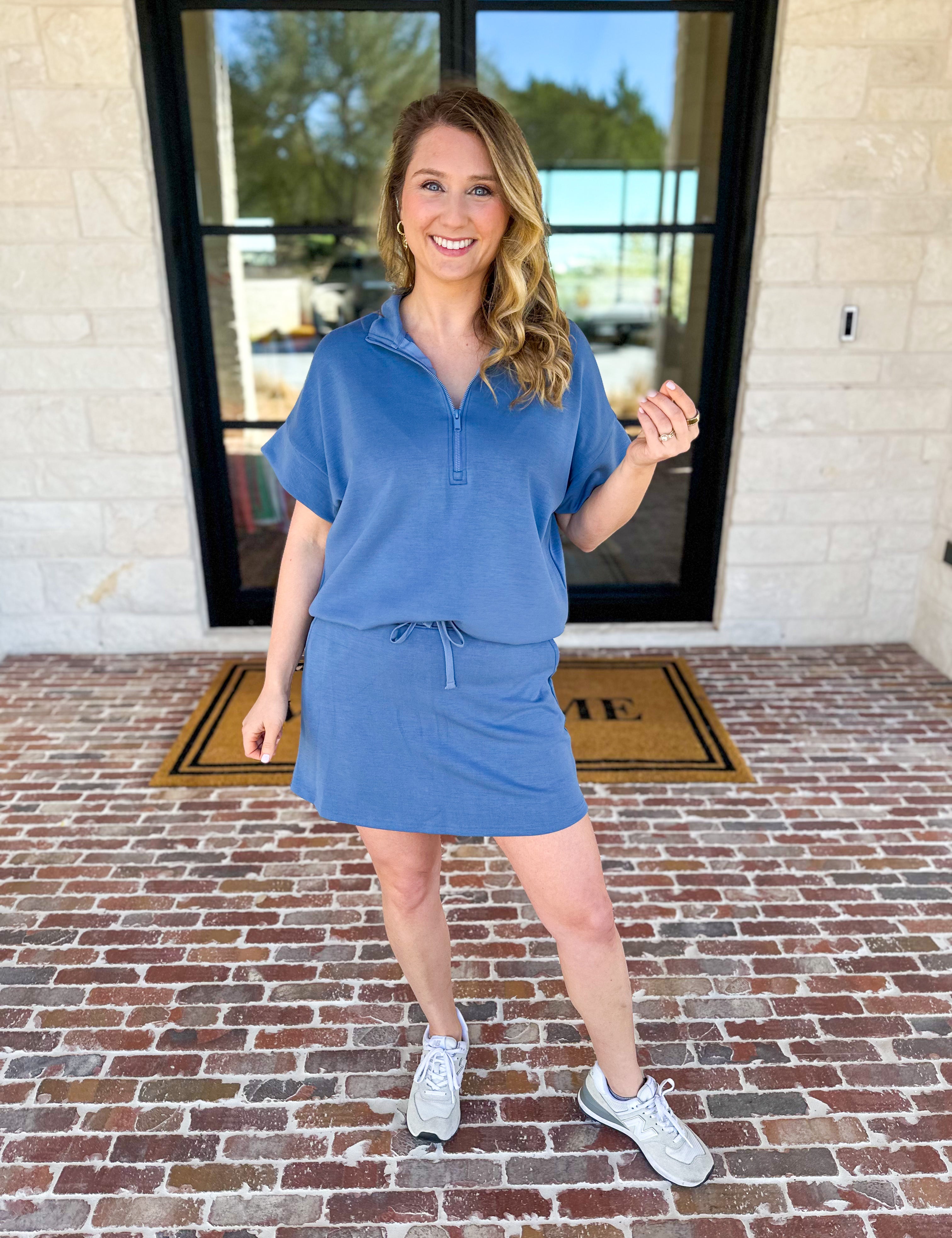 Weekend Traveler Skort Set - Sky Blue-300 Athleisure/Lounge-RAE MODE-July & June Women's Fashion Boutique Located in San Antonio, Texas