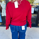 Long Sleeve Sweater Top - Crimson-230 Sweaters/Cardis-ENTRO-July & June Women's Fashion Boutique Located in San Antonio, Texas