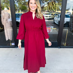 Classic Midi Dress - Deep Red-500 Midi-JODIFL-July & June Women's Fashion Boutique Located in San Antonio, Texas