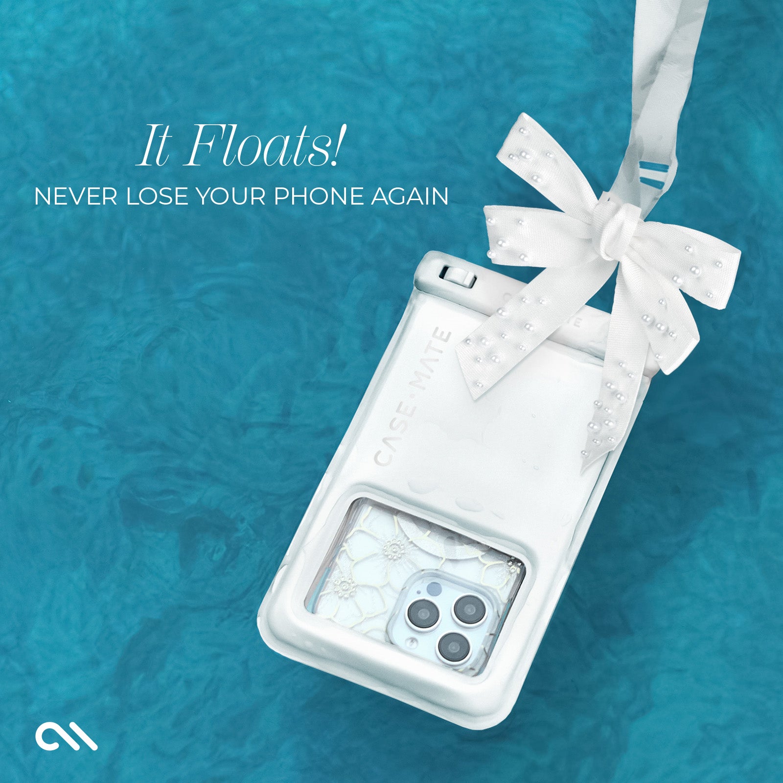 Case-Mate - Ivory Pearl Bow Waterproof Floating Pouch-130 ACCESSORIES-Casemate-July & June Women's Fashion Boutique Located in San Antonio, Texas