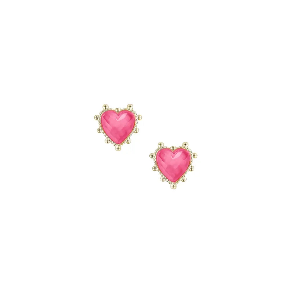 Natalie Wood - Adorned Heart Stud Earring in Pink Enamel-110 Jewelry & Hair-Natalie Wood-July & June Women's Fashion Boutique Located in San Antonio, Texas