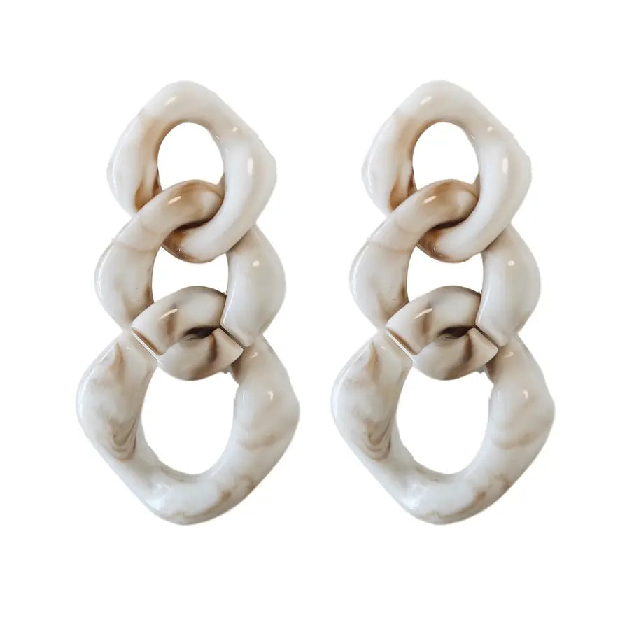 Cream Lucite Chain Statement Drop Earrings-110 Jewelry & Hair-St Armands Designs of Sarasota-July & June Women's Fashion Boutique Located in San Antonio, Texas