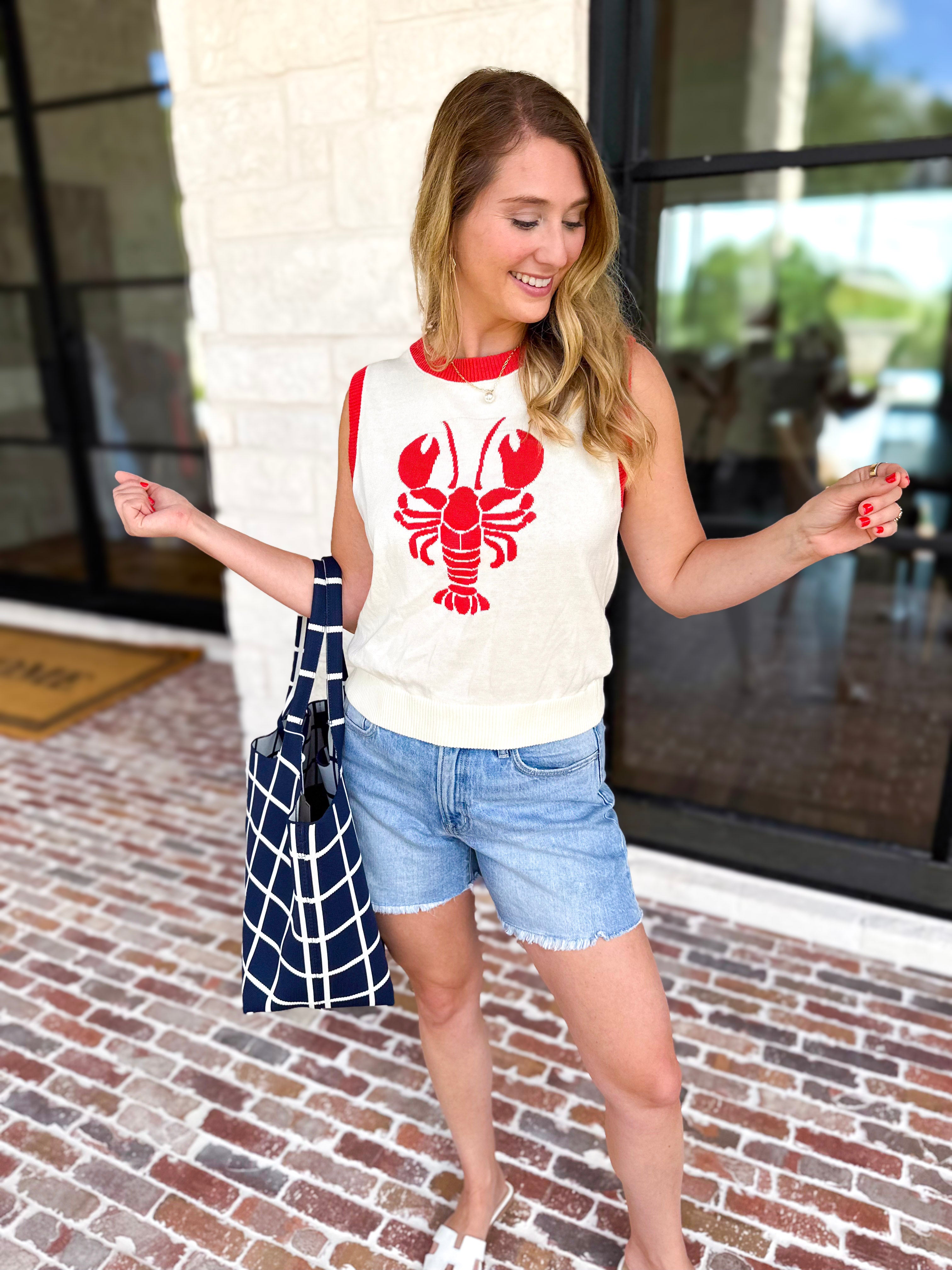 Lobster Knit Tank-230 Sweaters/Cardis-FATE-July & June Women's Fashion Boutique Located in San Antonio, Texas
