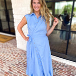 The Polished Light Blue Midi Dress-500 Midi-ENTRO-July & June Women's Fashion Boutique Located in San Antonio, Texas
