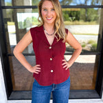 In Style Knit Vest - Merlot-200 Fashion Blouses-SKIES ARE BLUE-July & June Women's Fashion Boutique Located in San Antonio, Texas