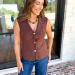 In Style Knit Vest - Espresso-200 Fashion Blouses-SKIES ARE BLUE-July & June Women's Fashion Boutique Located in San Antonio, Texas