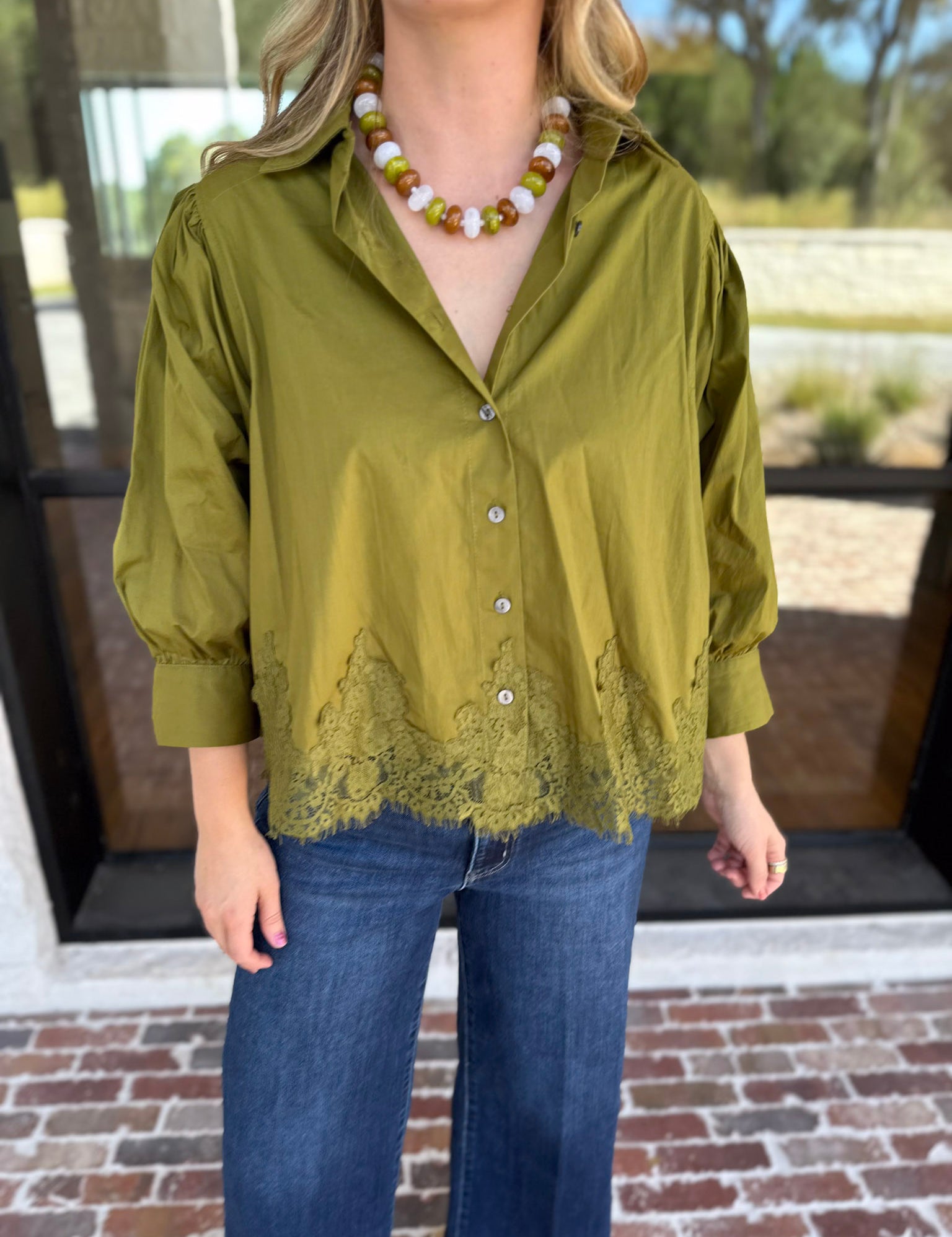 Work to Happy Hour Blouse - Martini Olive-200 Fashion Blouses-ENTRO-July & June Women's Fashion Boutique Located in San Antonio, Texas
