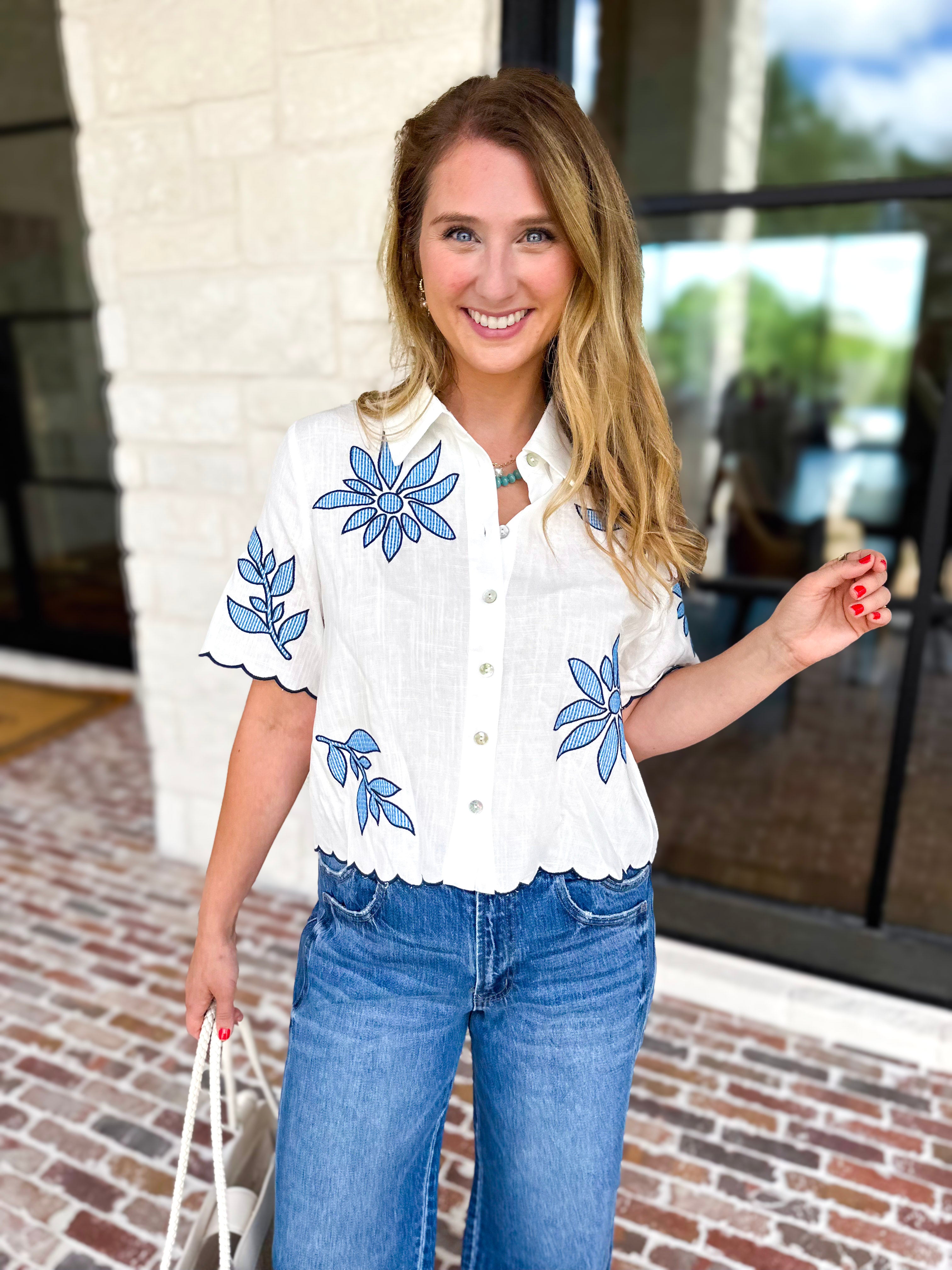 THML - Girl Next Door Blouse-200 Fashion Blouses-THML-July & June Women's Fashion Boutique Located in San Antonio, Texas