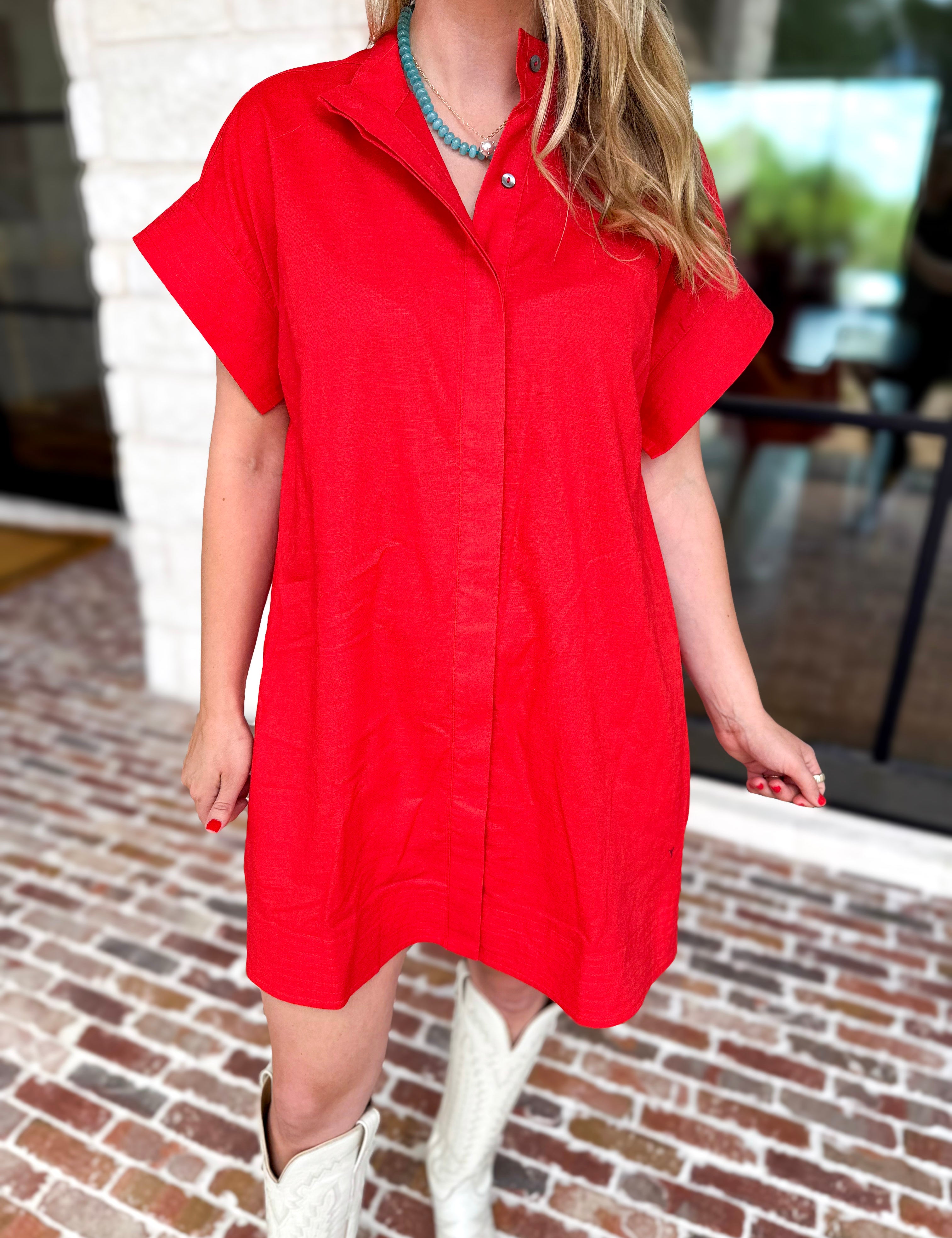 The Everyday Red Mini Dress-510 Mini-ENTRO-July & June Women's Fashion Boutique Located in San Antonio, Texas