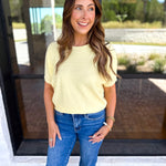 Textured Everyday Knit Top - Lemon-230 Sweaters/Cardis-ALLIE ROSE-July & June Women's Fashion Boutique Located in San Antonio, Texas