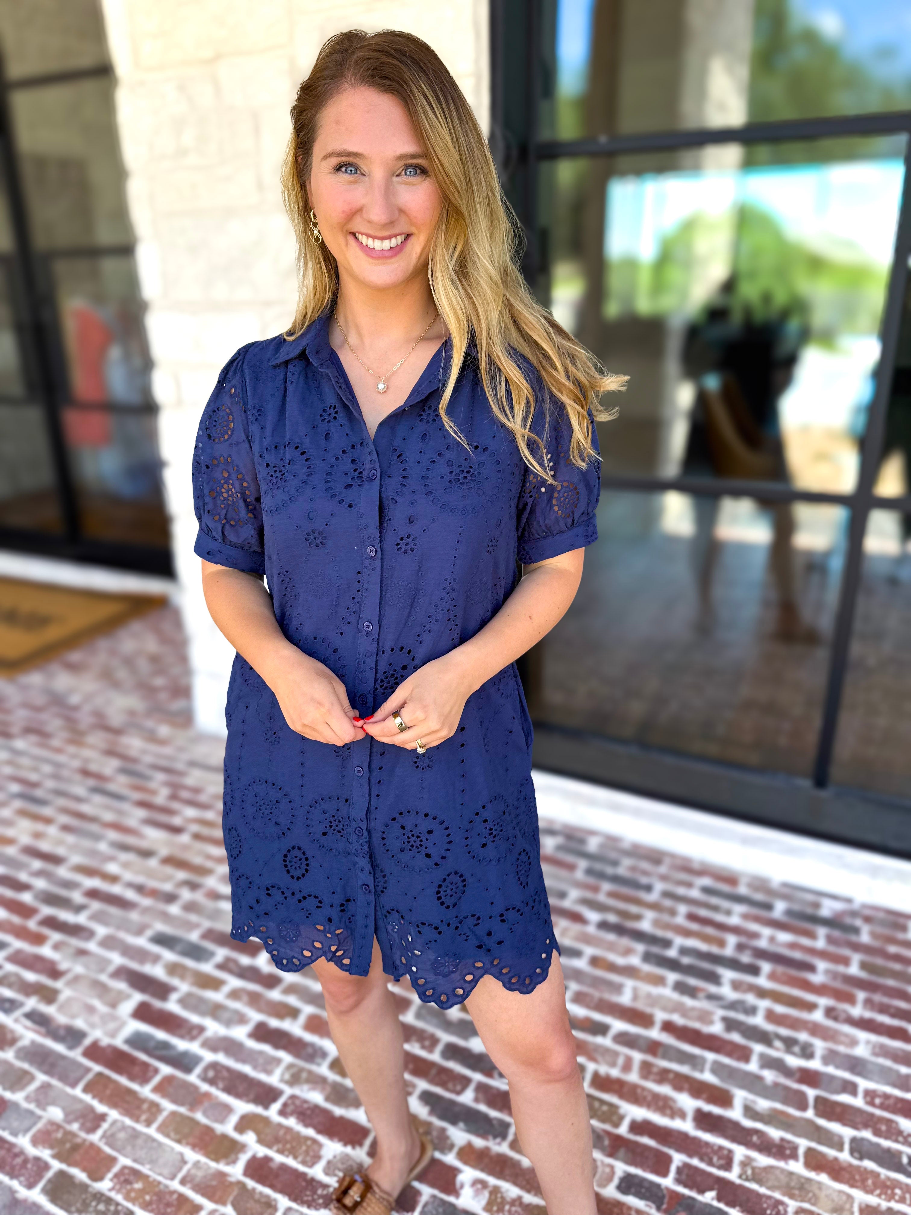 Seagrove Navy Mini Dress-510 Mini-JODIFL-July & June Women's Fashion Boutique Located in San Antonio, Texas
