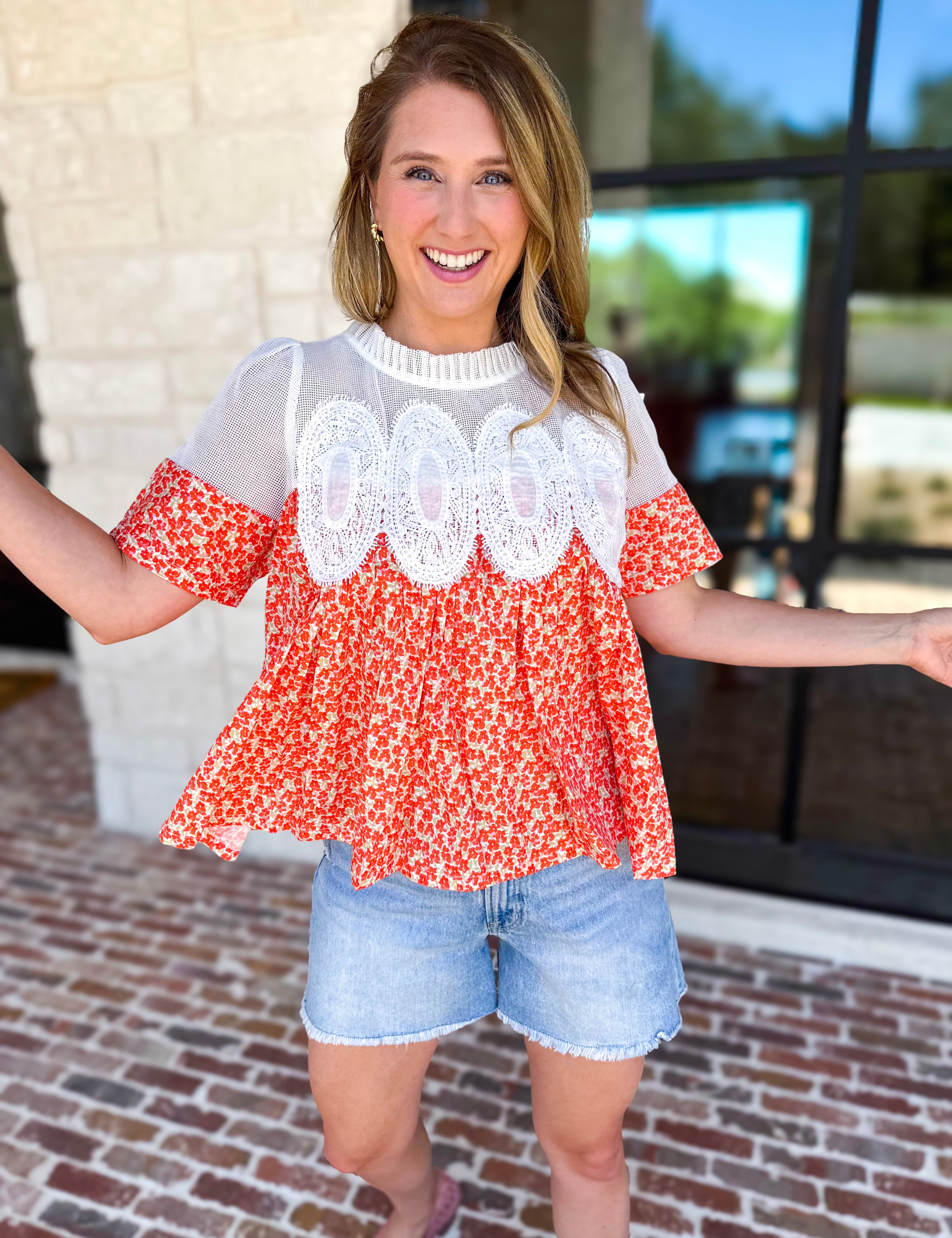 Happy Garden Blouse-200 Fashion Blouses-FATE-July & June Women's Fashion Boutique Located in San Antonio, Texas