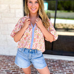THML - Pink & Yellow Florals Blouse-200 Fashion Blouses-THML-July & June Women's Fashion Boutique Located in San Antonio, Texas