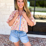 THML - Pink & Yellow Florals Blouse-200 Fashion Blouses-THML-July & June Women's Fashion Boutique Located in San Antonio, Texas