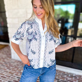 THML - Geometric Floral Blouse-200 Fashion Blouses-THML-July & June Women's Fashion Boutique Located in San Antonio, Texas