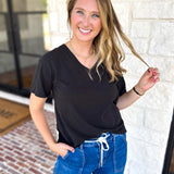 Everyday Essential V-Neck Tee - Black-210 Casual Blouses-MONO B-July & June Women's Fashion Boutique Located in San Antonio, Texas