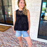 Sheer Details Tank - Black-200 Fashion Blouses-FATE-July & June Women's Fashion Boutique Located in San Antonio, Texas