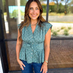 Girls Night Out Blouse - Teal-200 Fashion Blouses-ENTRO-July & June Women's Fashion Boutique Located in San Antonio, Texas