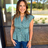 Girls Night Out Blouse - Teal-200 Fashion Blouses-ENTRO-July & June Women's Fashion Boutique Located in San Antonio, Texas