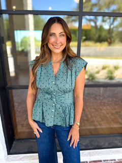 Girls Night Out Blouse - Teal-200 Fashion Blouses-ENTRO-July & June Women's Fashion Boutique Located in San Antonio, Texas