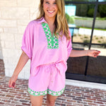 The Cabo Shorts Set - Pink/Green-510 Mini-ENTRO-July & June Women's Fashion Boutique Located in San Antonio, Texas