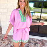 The Cabo Shorts Set - Pink/Green-510 Mini-ENTRO-July & June Women's Fashion Boutique Located in San Antonio, Texas