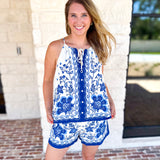 Ocean Air Cami & Short Set-510 Mini-SKIES ARE BLUE-July & June Women's Fashion Boutique Located in San Antonio, Texas