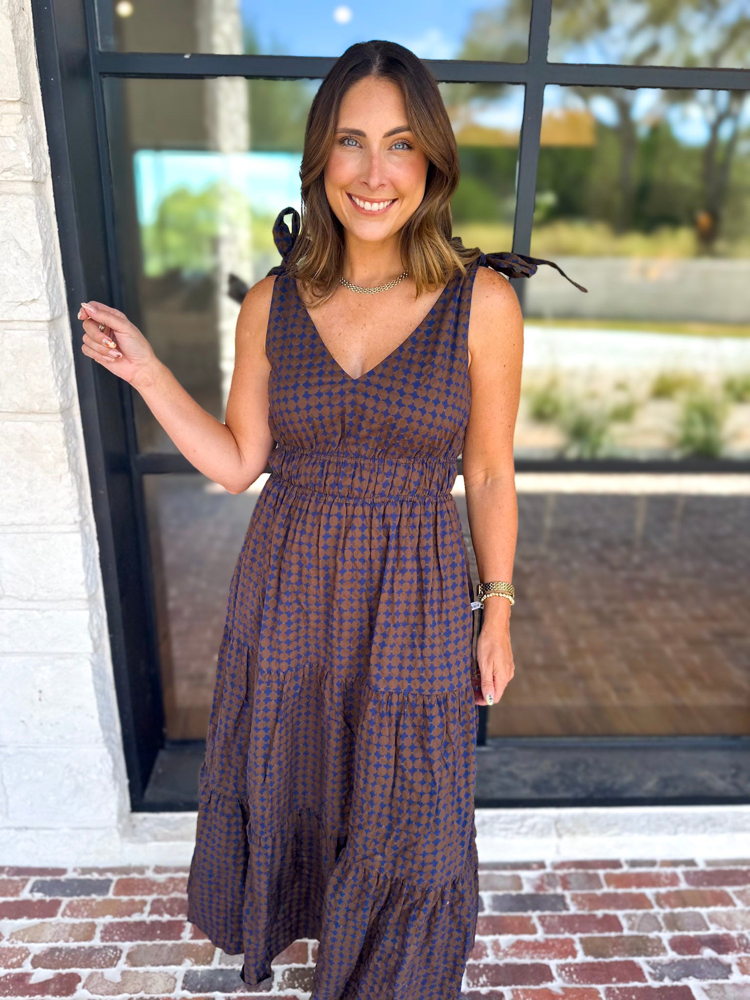 THML - Spotted Together Midi Dress-500 Midi-THML-July & June Women's Fashion Boutique Located in San Antonio, Texas