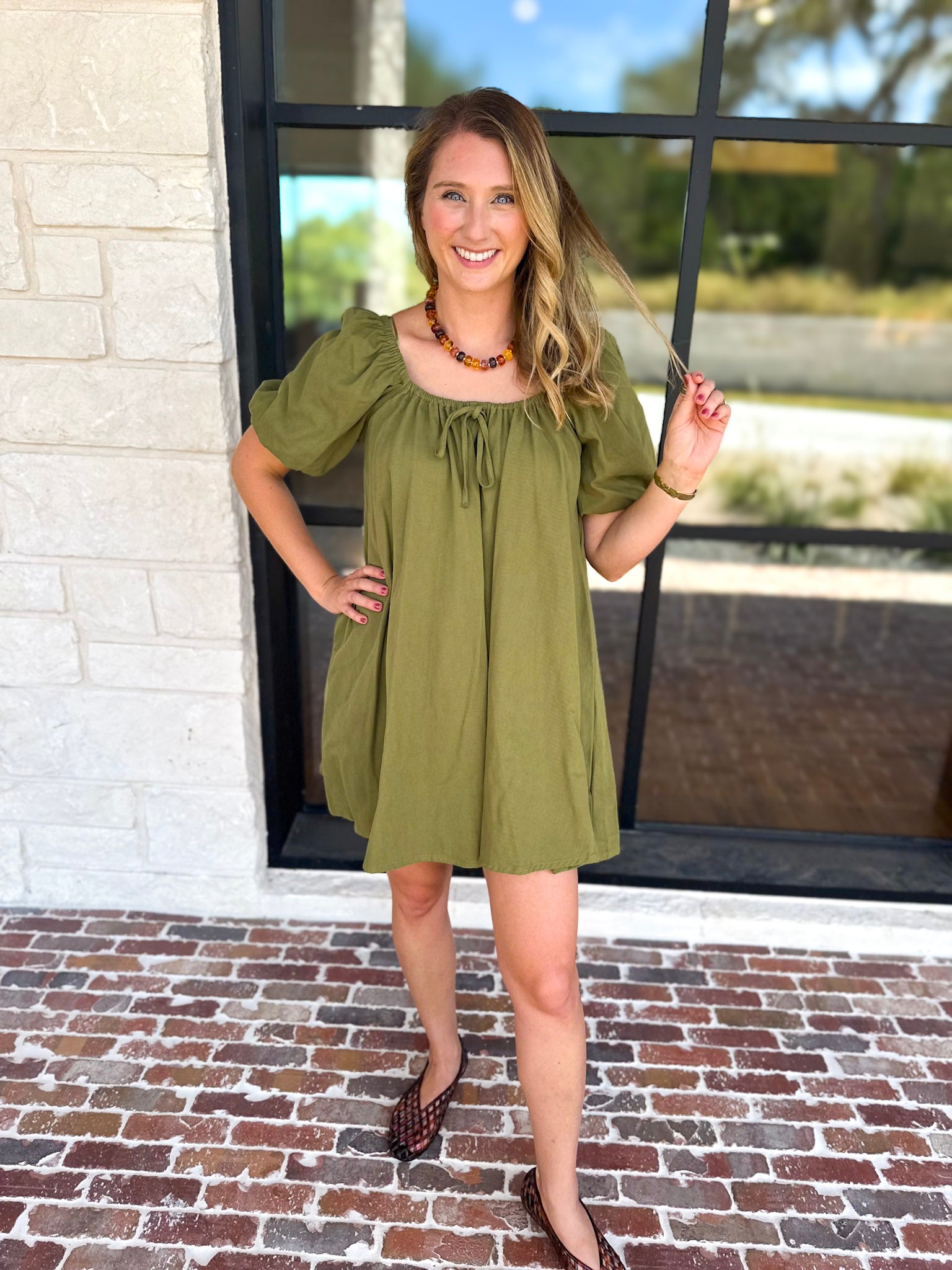 Matcha Babydoll Mini Dress-510 Mini-TCEC-July & June Women's Fashion Boutique Located in San Antonio, Texas