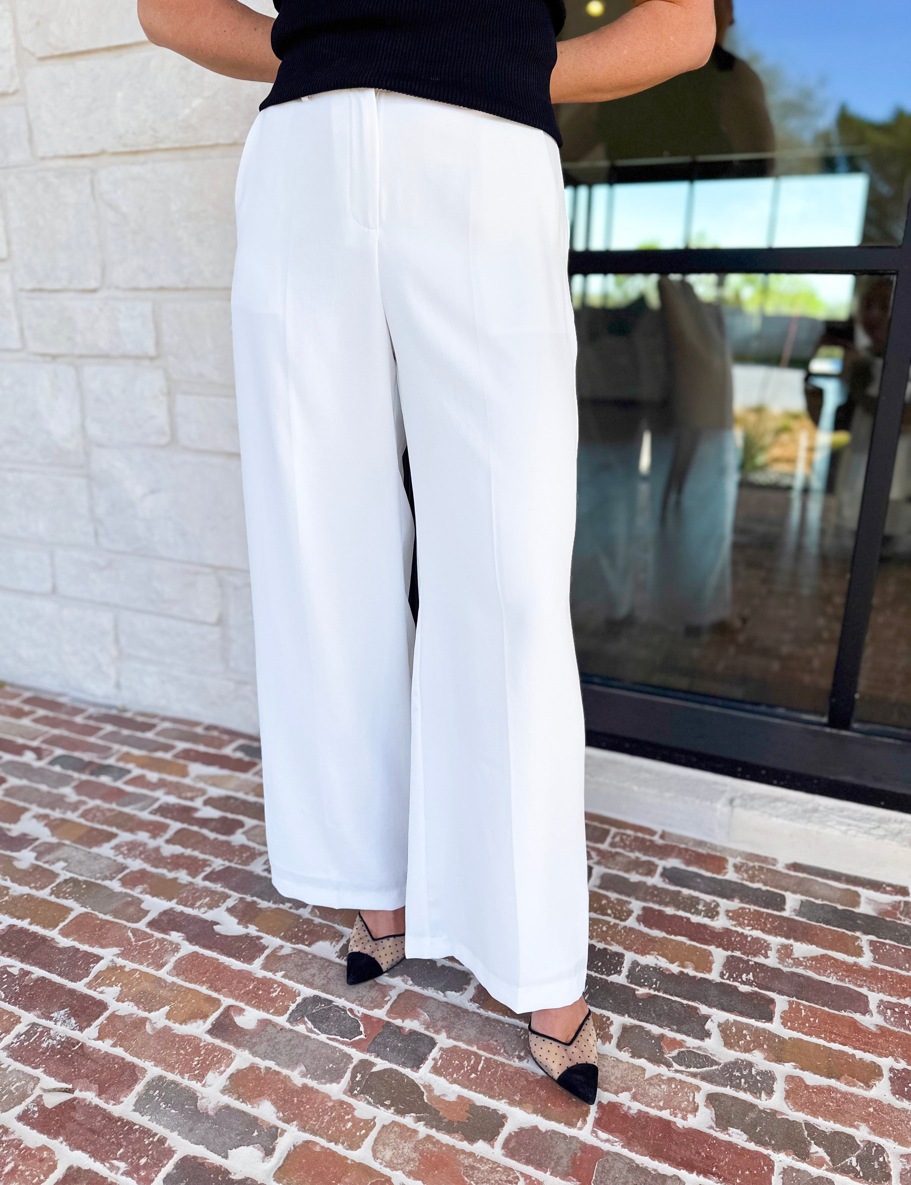 Spring It Girl Trouser - White-400 Pants-SKIES ARE BLUE-July & June Women's Fashion Boutique Located in San Antonio, Texas