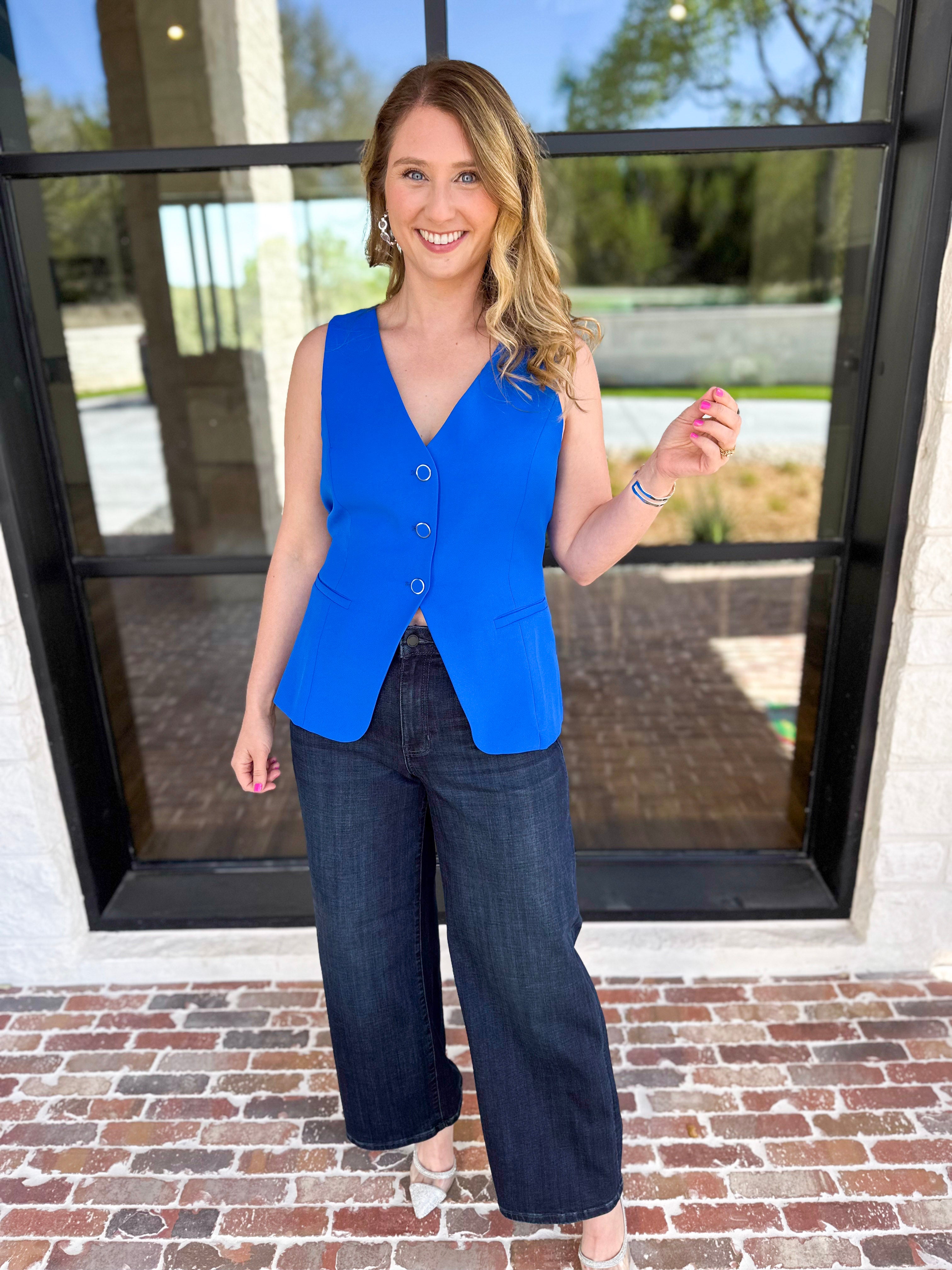 The It Girl Vest - Electric Blue-600 Outerwear-SKIES ARE BLUE-July & June Women's Fashion Boutique Located in San Antonio, Texas