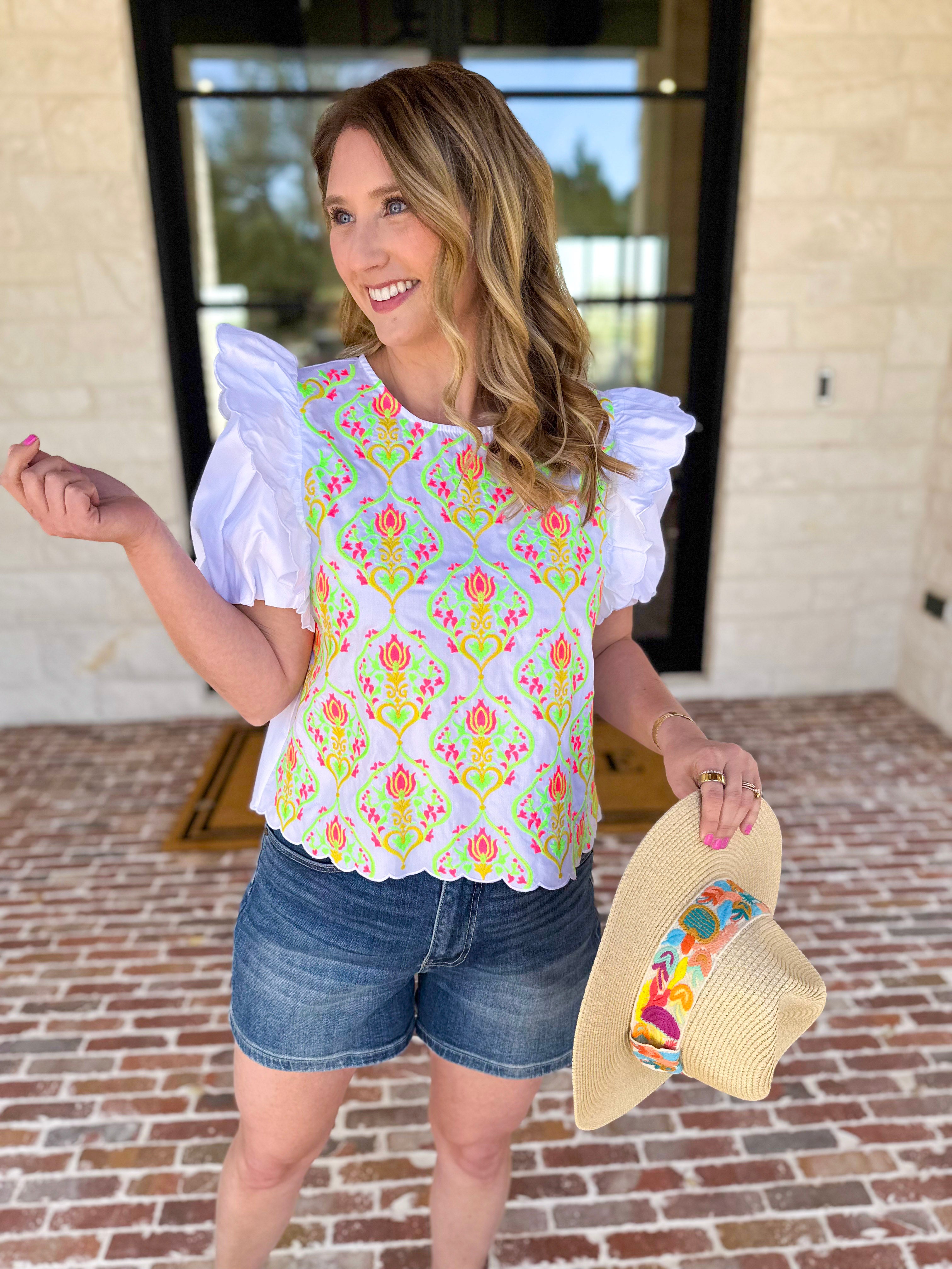 Spring Celebration Blouse - Ivory-200 Fashion Blouses-JODIFL-July & June Women's Fashion Boutique Located in San Antonio, Texas