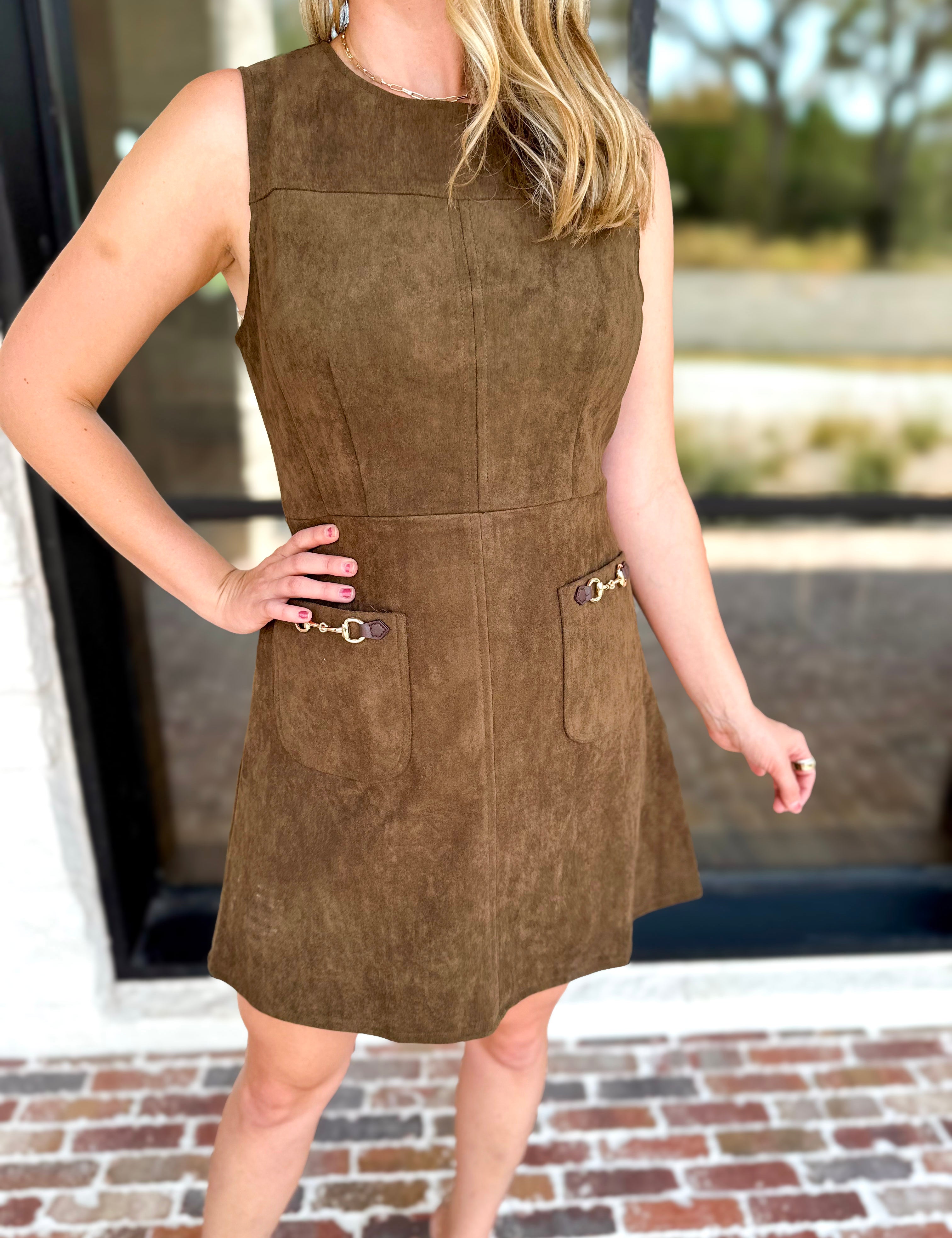 The Aria Mini Dress - Olive Brown-510 Mini-ENTRO-July & June Women's Fashion Boutique Located in San Antonio, Texas