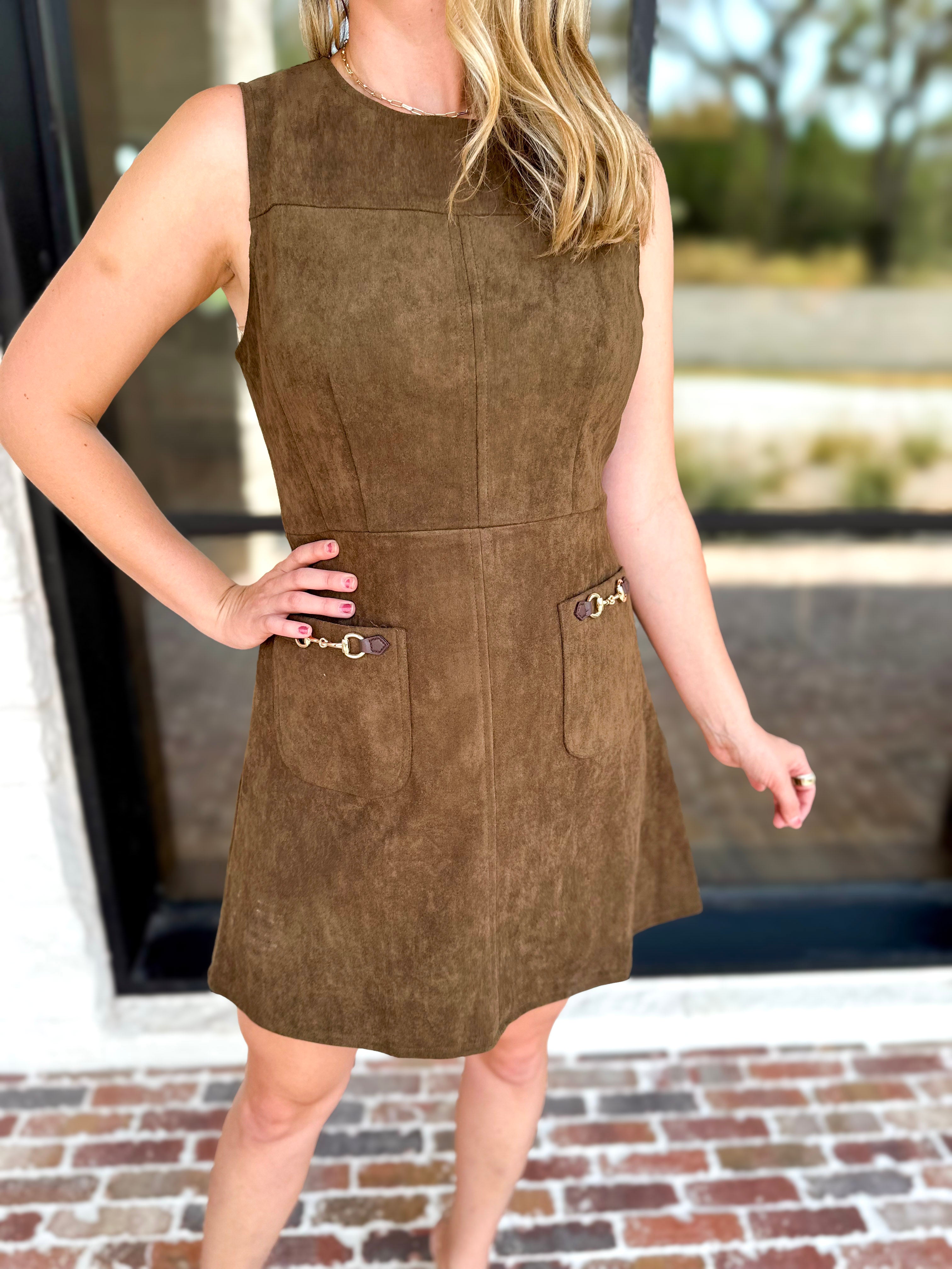 The Aria Mini Dress - Olive Brown-510 Mini-ENTRO-July & June Women's Fashion Boutique Located in San Antonio, Texas