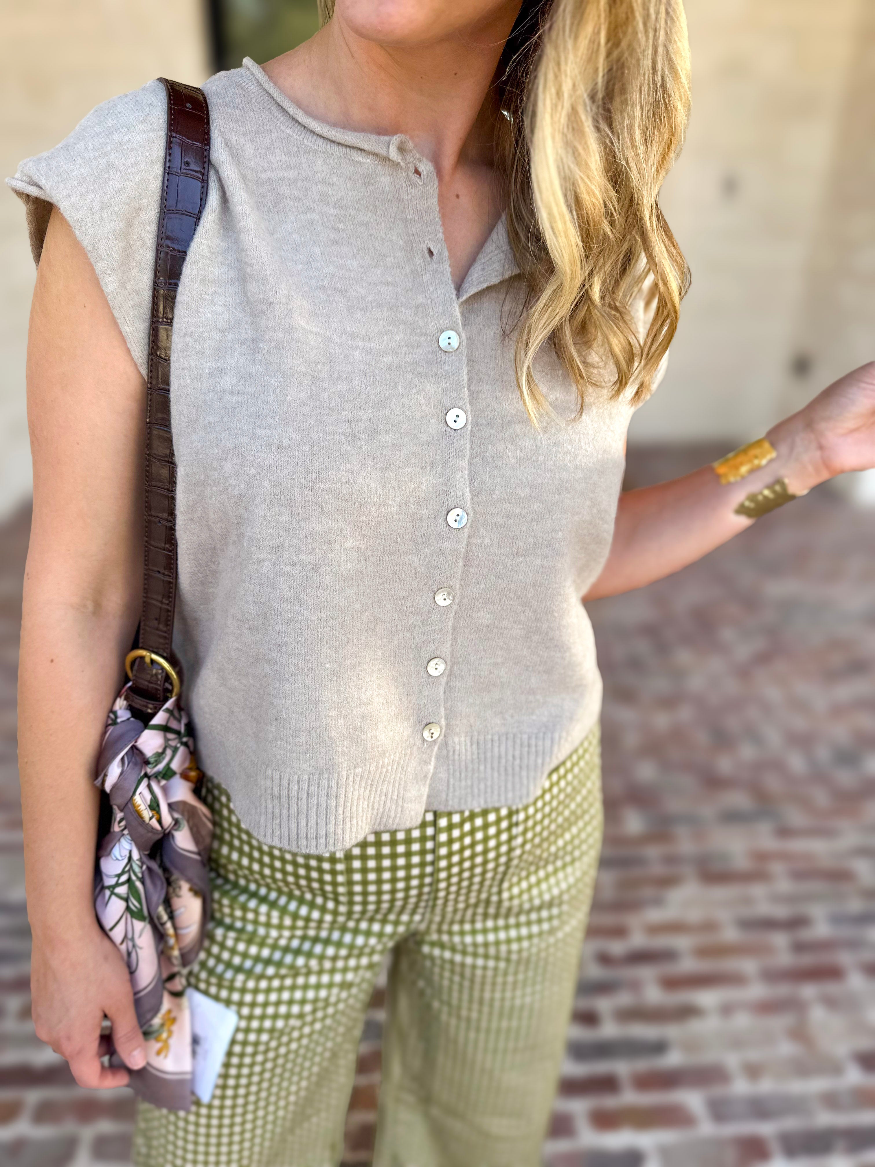 Short Sleeve Everyday Cardigan - Taupe-230 Sweaters/Cardis-DOUBLE ZERO-July & June Women's Fashion Boutique Located in San Antonio, Texas