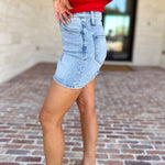 Vervet - High Rise Denim Mini Skirt-410 Shorts/Skirts-VEVERT BY FLYING MONKEY-July & June Women's Fashion Boutique Located in San Antonio, Texas