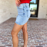 Vervet - High Rise Denim Mini Skirt-410 Shorts/Skirts-VEVERT BY FLYING MONKEY-July & June Women's Fashion Boutique Located in San Antonio, Texas