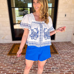 The It Girl Trouser Shorts - Electric Blue-410 Shorts/Skirts-SKIES ARE BLUE-July & June Women's Fashion Boutique Located in San Antonio, Texas