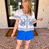 The It Girl Trouser Shorts - Electric Blue-410 Shorts/Skirts-SKIES ARE BLUE-July & June Women's Fashion Boutique Located in San Antonio, Texas