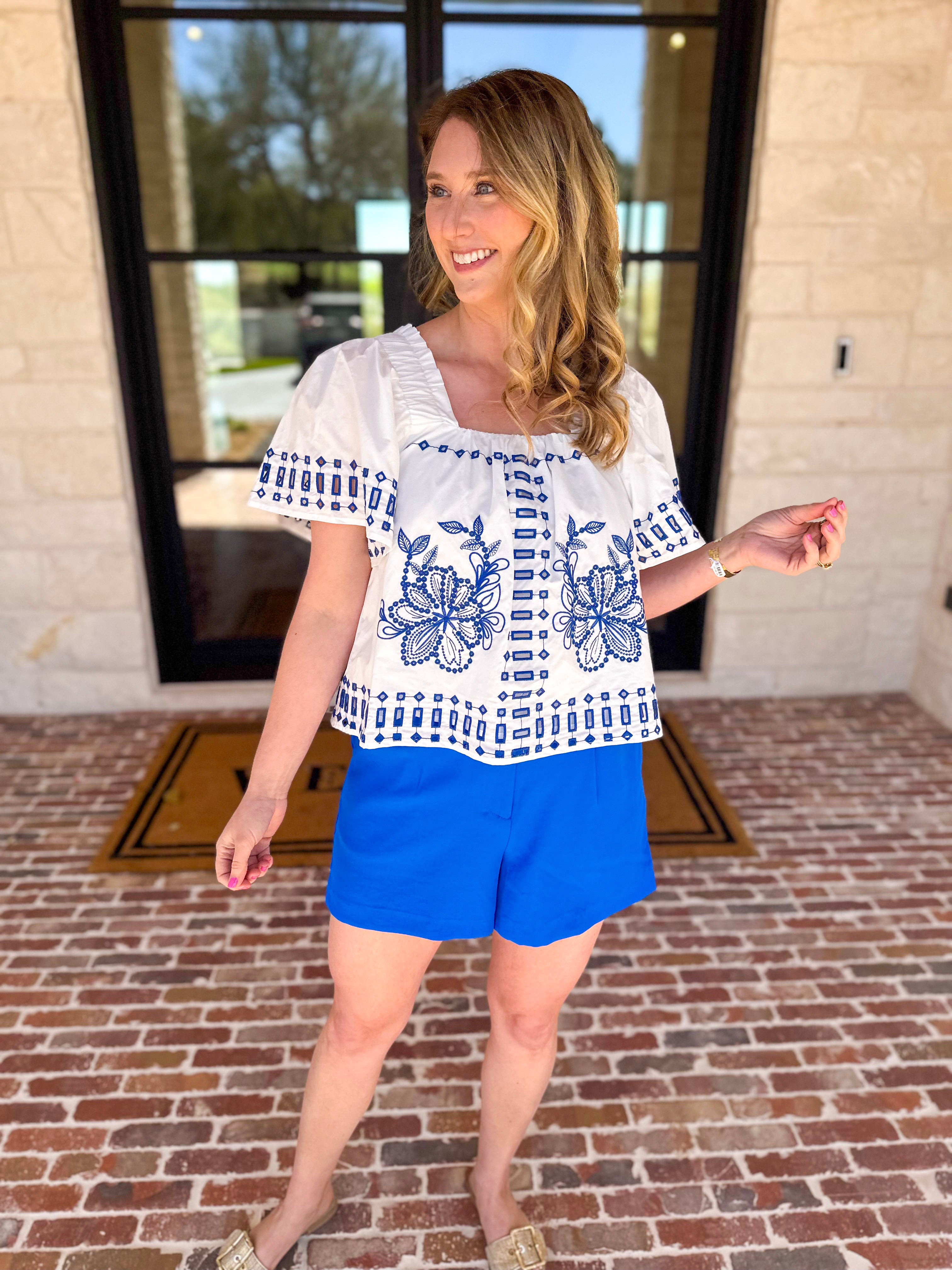 The It Girl Trouser Shorts - Electric Blue-410 Shorts/Skirts-SKIES ARE BLUE-July & June Women's Fashion Boutique Located in San Antonio, Texas