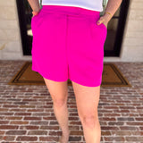 The It Girl Trouser Shorts - Hot Pink-410 Shorts/Skirts-SKIES ARE BLUE-July & June Women's Fashion Boutique Located in San Antonio, Texas