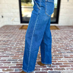 Vervet - Pin Tick High Rise Wide Leg Jeans-420 Denim-VEVERT BY FLYING MONKEY-July & June Women's Fashion Boutique Located in San Antonio, Texas