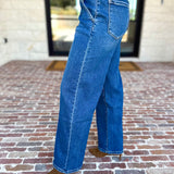 Vervet - Pin Tick High Rise Wide Leg Jeans-420 Denim-VEVERT BY FLYING MONKEY-July & June Women's Fashion Boutique Located in San Antonio, Texas