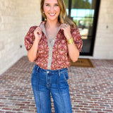 Rosewood Puff Sleeve Blouse-200 Fashion Blouses-ENTRO-July & June Women's Fashion Boutique Located in San Antonio, Texas