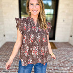 THML - Maison Autumn Floral Blouse-200 Fashion Blouses-THML-July & June Women's Fashion Boutique Located in San Antonio, Texas