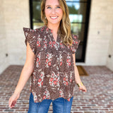 THML - Maison Autumn Floral Blouse-200 Fashion Blouses-THML-July & June Women's Fashion Boutique Located in San Antonio, Texas