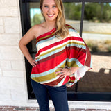 Color Rush One Shoulder Blouse-200 Fashion Blouses-TCEC-July & June Women's Fashion Boutique Located in San Antonio, Texas