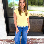 Collins Lace Trim Blouse - Lemon-200 Fashion Blouses-ENTRO-July & June Women's Fashion Boutique Located in San Antonio, Texas